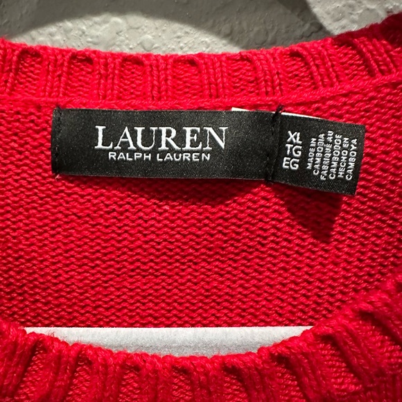 Lauren Ralph Lauren Intarsia-Knit Foxhound Cotton Sweater Sz XL EUC - Picture 3 of 9